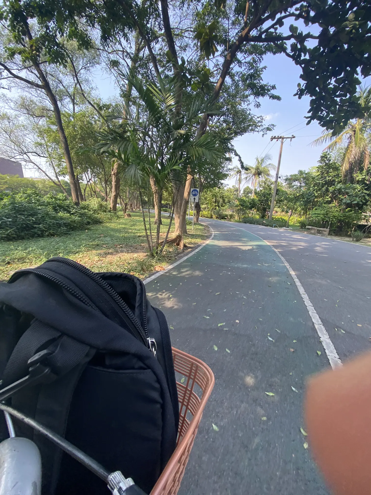 Bike riding around railway park